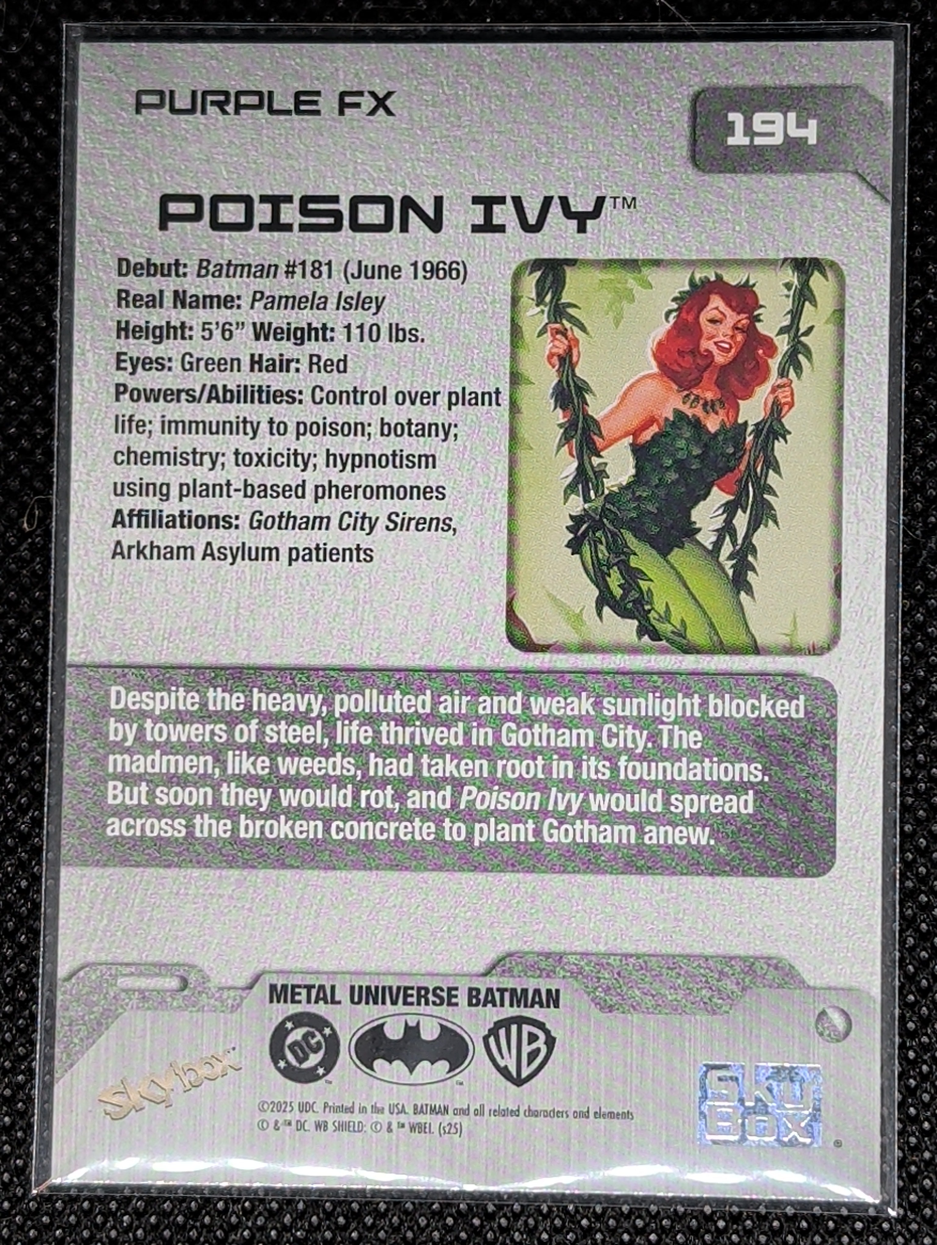 2025 Skybox Batman Metal Universe PURPLE PARALLEL BASE POISON IVY #194